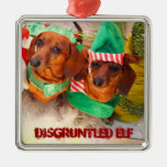 Disgruntled Elf Dog Christmas Ornament