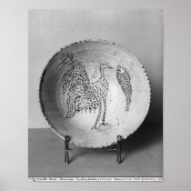 Dish decorated with birds poster