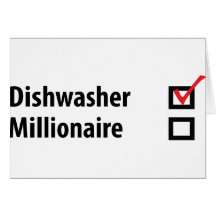 dishwasher millionaire icon greeting cards