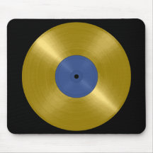 Disque d'or avec l'étiquette bleu tapis de souris