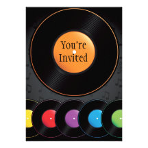 Disques de plaque tournante dans des couleurs vive invitation personnalisable