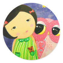 Distance Between Hearts Round Stickers