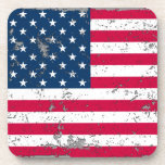 Distressed American Flag Plastic Coaster