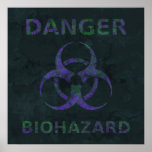 Distressed Biohazard Symbol Poster (purple)