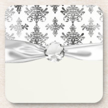 distressed black white intricate damask coasters