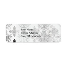 distressed black white intricate damask custom return address labels