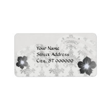 distressed black white intricate damask address label