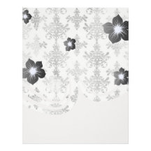 distressed black white intricate damask letterhead template