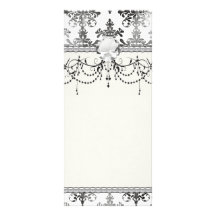 distressed black white intricate damask custom rack cards