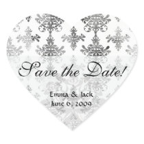 distressed black white intricate damask heart sticker