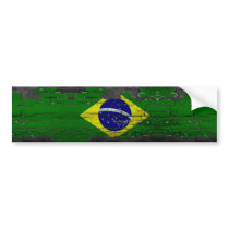 Distressed Brazil Flag Bumper Sticker