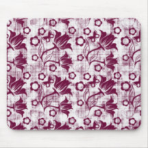 Distressed Burgundy Floral Mousepad