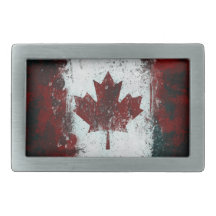 Distressed Canadian Flag Belt Buckle
