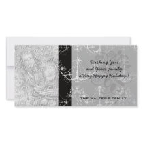 distressed chandelier black white customized photo card