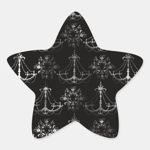 distressed chandelier black white star sticker
