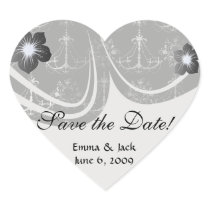 distressed chandelier black white heart sticker