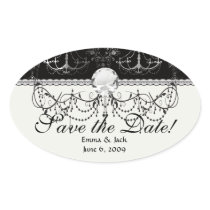 distressed chandelier black white oval sticker