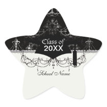 distressed chandelier black white star sticker