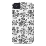 Distressed damask floral rose branch silhouette 4S iPhone 4 Case-Mate Case