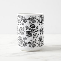 Distressed damask floral roses flowers pattern hot coffee mugs