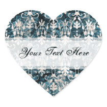 Distressed Denim Damask Stickers