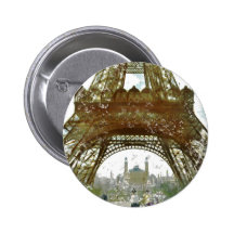 Distressed Eiffel Tower Pinback Buttons
