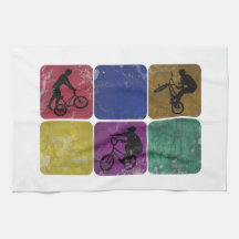 Distressed Freestyle Biker kitchen tea towel