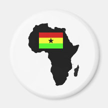 Distressed Ghanian flag and African Silhouette Magnets