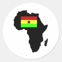Distressed Ghanian flag and African Silhouette Round Stickers
