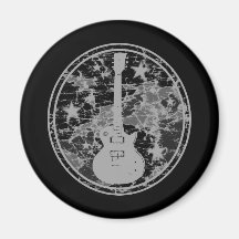 Distressed Guitar Stars Cameo Silhouette Dark BW Magnets