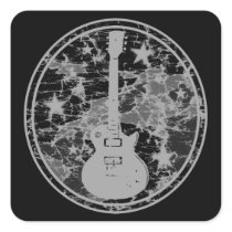 Distressed Guitar Stars Cameo Silhouette Dark BW