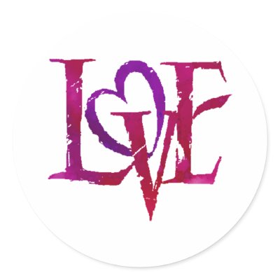 Distressed Love Text Tees and Gifts Round Sticker by iheartshop