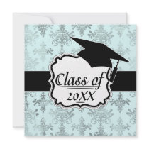 distressed lovely soft blue damask personalized invite