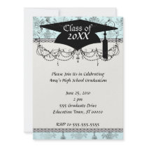 distressed lovely soft blue damask custom announcement