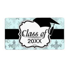 distressed lovely soft blue damask shipping labels