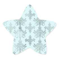 distressed lovely soft blue damask star sticker