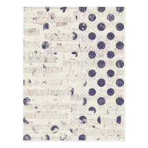 DISTRESSED NAVY POLKADOTS MUSIC NOTES SONGS GRUNGE POSTCARDS