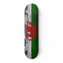 distressed paint wales flag skate deck