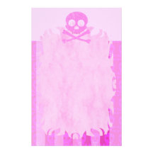 Distressed Pink Skull Flame Stationery