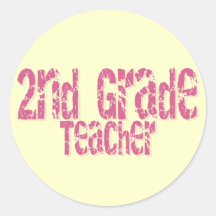 Distressed Pink  Text 2nd Grade Teacher Stickers
