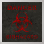 Distressed Red Biohazard Symbol Poster