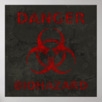 Distressed Red Biohazard Symbol Poster