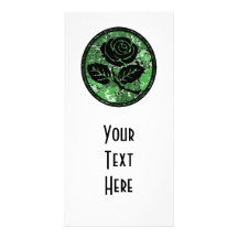 Distressed Rose Silhouette Cameo - Green Photo Card