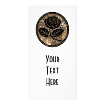 Distressed Rose Silhouette Cameo - Orange Photo Cards