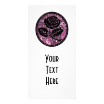 Distressed Rose Silhouette Cameo - Pink Custom Photo Card