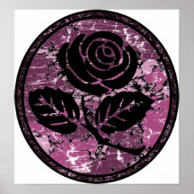 Distressed Rose Silhouette Cameo - Pink Posters