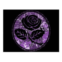 Distressed Rose Silhouette Cameo - Purple Post Cards