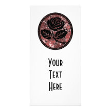Distressed Rose Silhouette Cameo - Red Photo Greeting Card