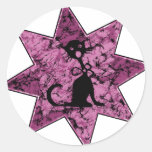 Distressed Screaming Black Cat - Pink Stickers