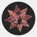Distressed Screaming Black Cat - Red Sticker